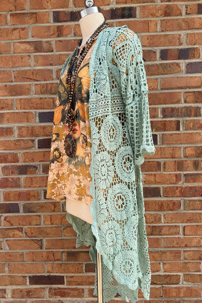 Layering Cardigan in Olive - ivyandlavyboutique Origami Apparel ~ Lace and Crochet inspired
