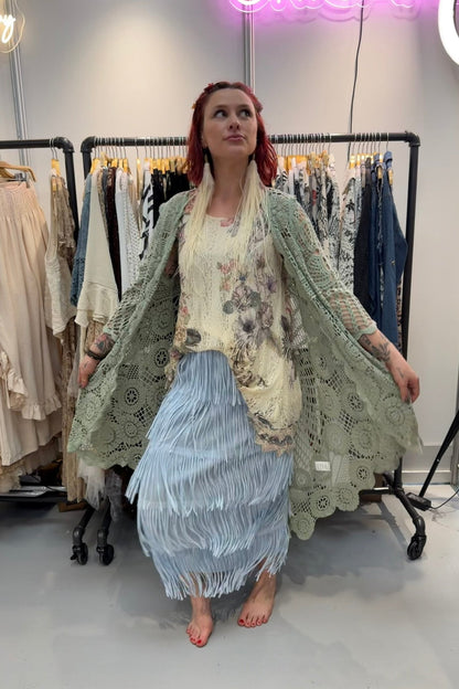 Layering Cardigan in Olive - ivyandlavyboutique Origami Apparel ~ Lace and Crochet inspired