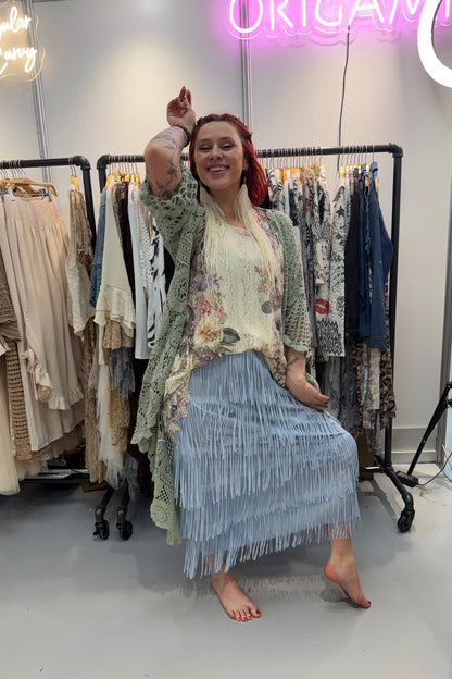 Layering Cardigan in Olive - ivyandlavyboutique Origami Apparel ~ Lace and Crochet inspired