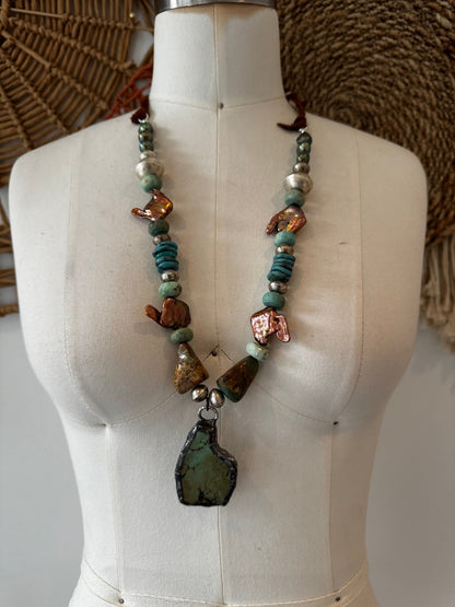 Layers of Love Slab Turquoise Necklace - ivyandlavyboutique ivyandlavyboutique