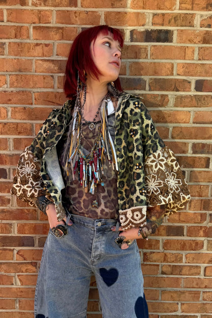 Leopard Garden Cropped Cardigan - ivyandlavyboutique A Rare Bird Shop