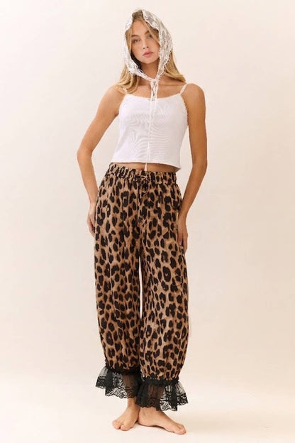 Leopard Printed Wide Leg Bloomer Pants Small thru 3XL - ivyandlavyboutique Oddi
