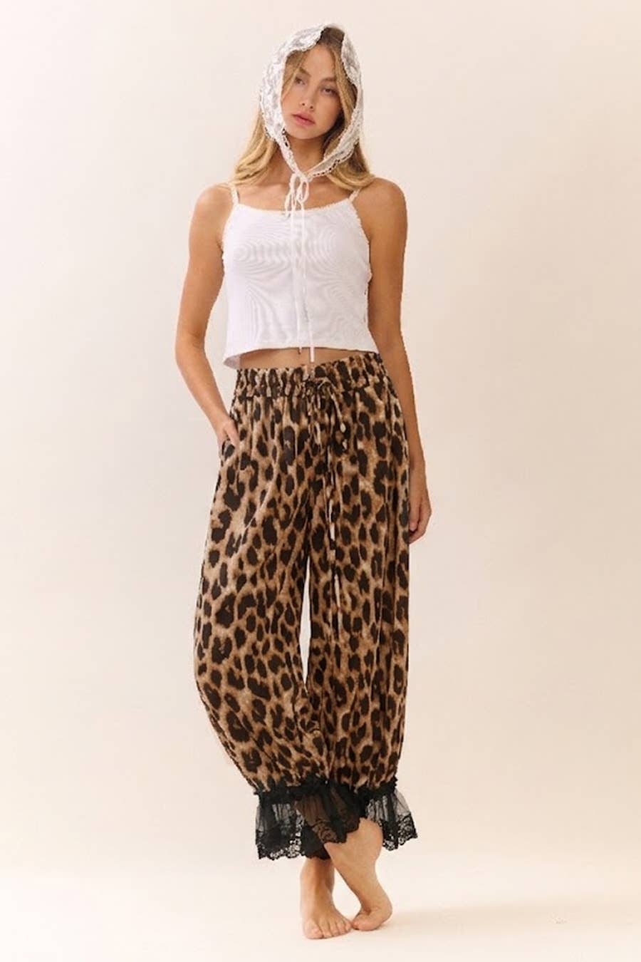 Leopard Printed Wide Leg Bloomer Pants Small thru 3XL - ivyandlavyboutique Oddi