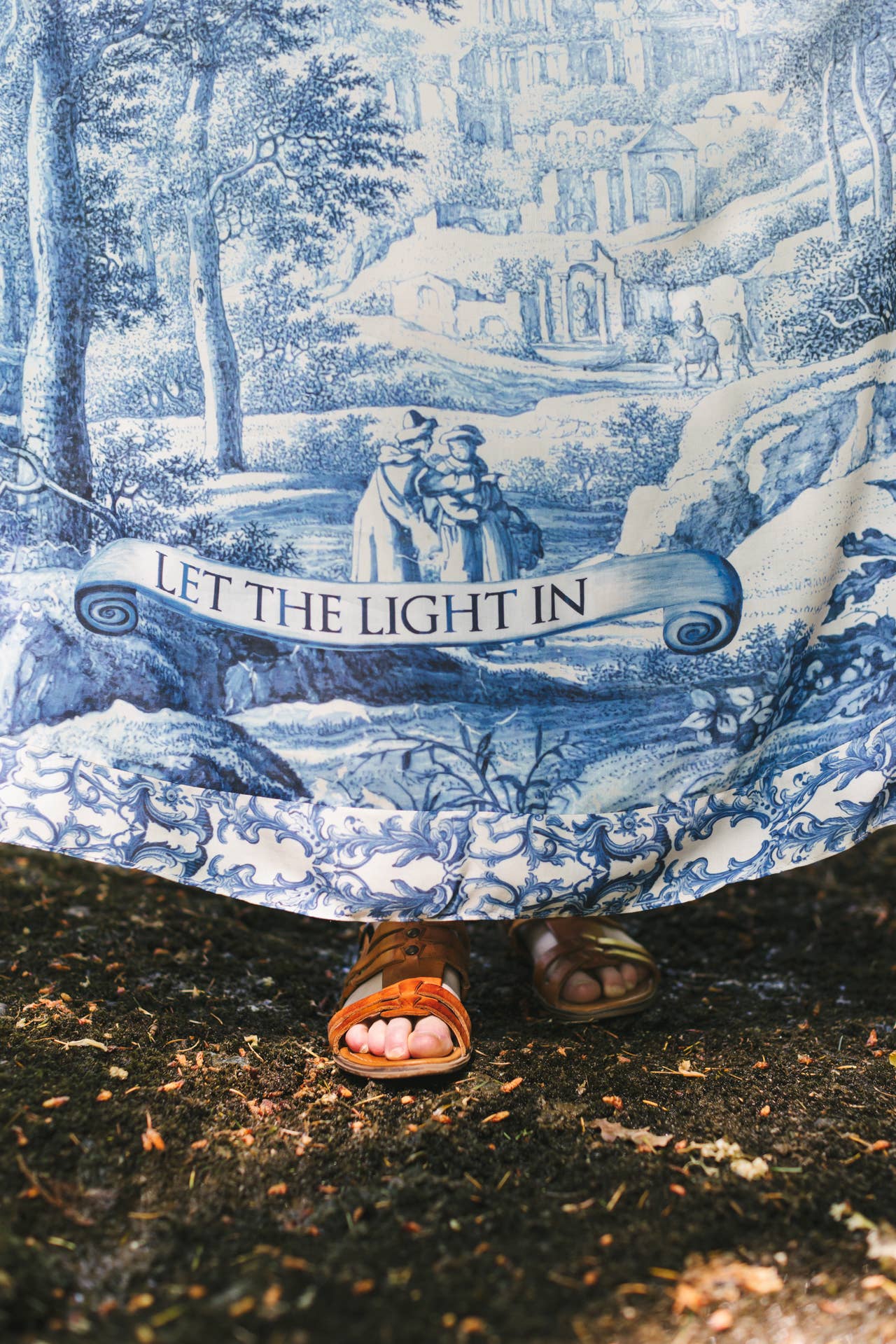 Let The Light In Bohéme Long Maxi Slip Dress w Delft Print - ivyandlavyboutique Market of Stars