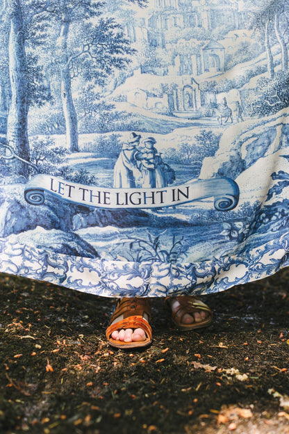 Let The Light In Bohéme Long Maxi Slip Dress w Delft Print - ivyandlavyboutique Market of Stars