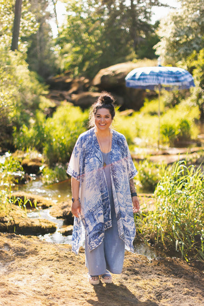 Let The Light In Bohemian Goddess Starduster Kimono w Delft - ivyandlavyboutique Market of Stars (USA)
