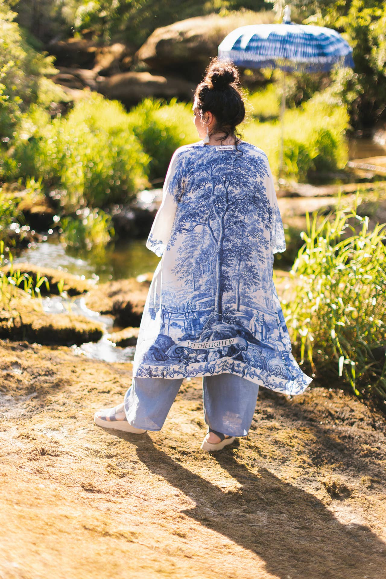 Let The Light In Bohemian Goddess Starduster Kimono w Delft - ivyandlavyboutique Market of Stars (USA)