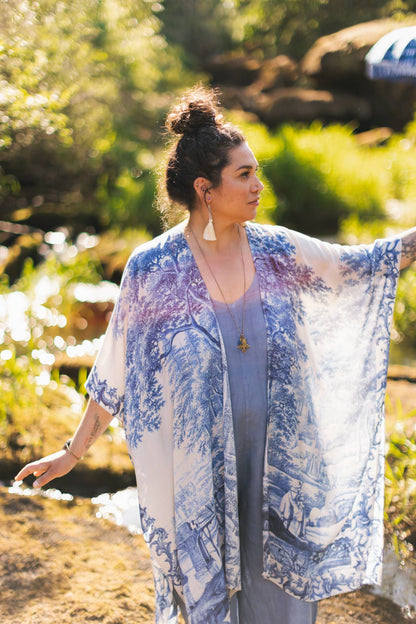 Let The Light In Bohemian Goddess Starduster Kimono w Delft - ivyandlavyboutique Market of Stars (USA)