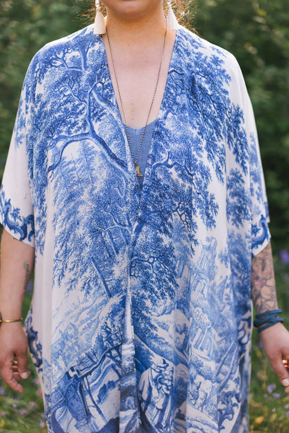 Let The Light In Bohemian Goddess Starduster Kimono w Delft - ivyandlavyboutique Market of Stars (USA)