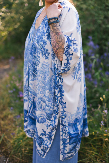 Let The Light In Bohemian Goddess Starduster Kimono w Delft - ivyandlavyboutique Market of Stars (USA)