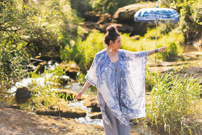 Let The Light In Bohemian Goddess Starduster Kimono w Delft - ivyandlavyboutique Market of Stars (USA)