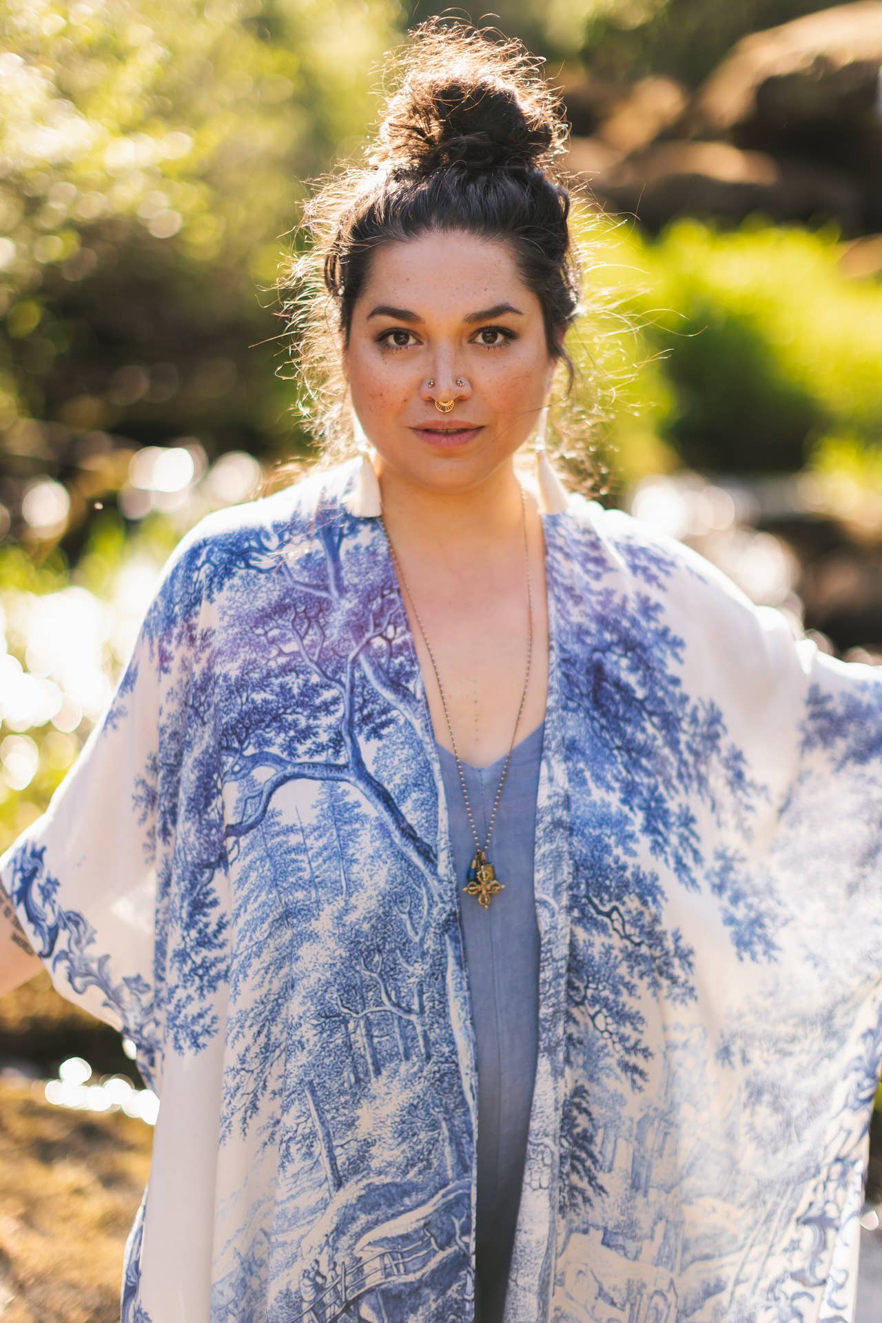 Let The Light In Bohemian Goddess Starduster Kimono w Delft - ivyandlavyboutique Market of Stars (USA)