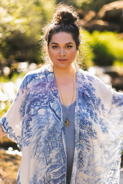 Let The Light In Bohemian Goddess Starduster Kimono w Delft - ivyandlavyboutique Market of Stars (USA)