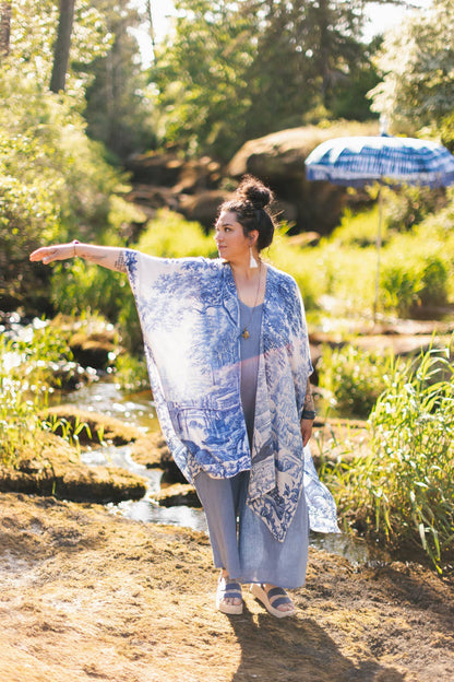 Let The Light In Bohemian Goddess Starduster Kimono w Delft - ivyandlavyboutique Market of Stars (USA)