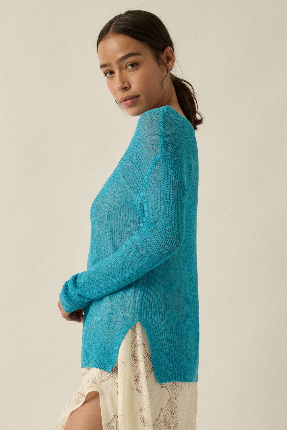 Lightweight Knit Loose-Fit Boatneck Sweaterr - ivyandlavyboutique Promesa USA