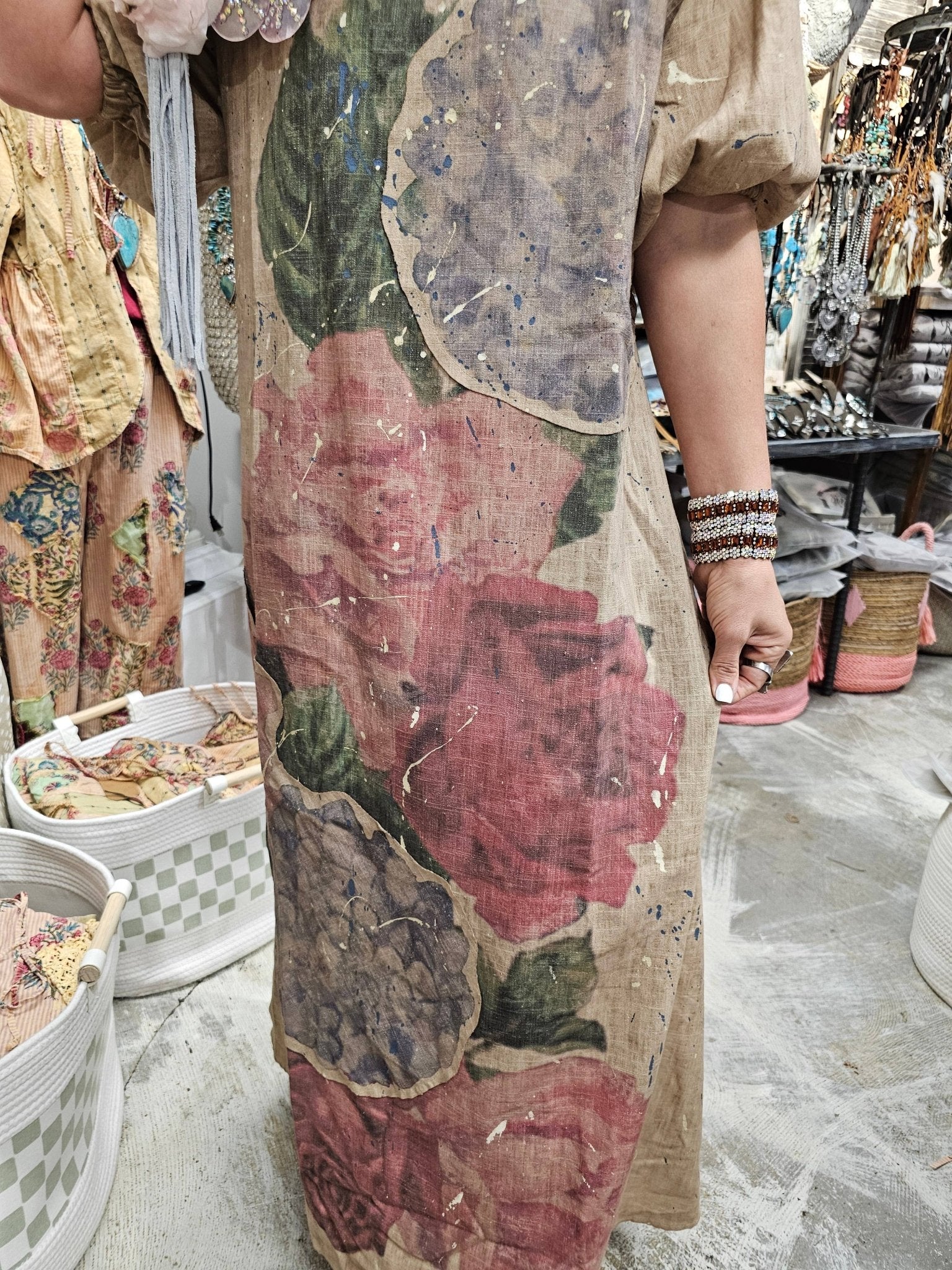 Linen Rose Dress - ivyandlavyboutique A Rare Bird Shop