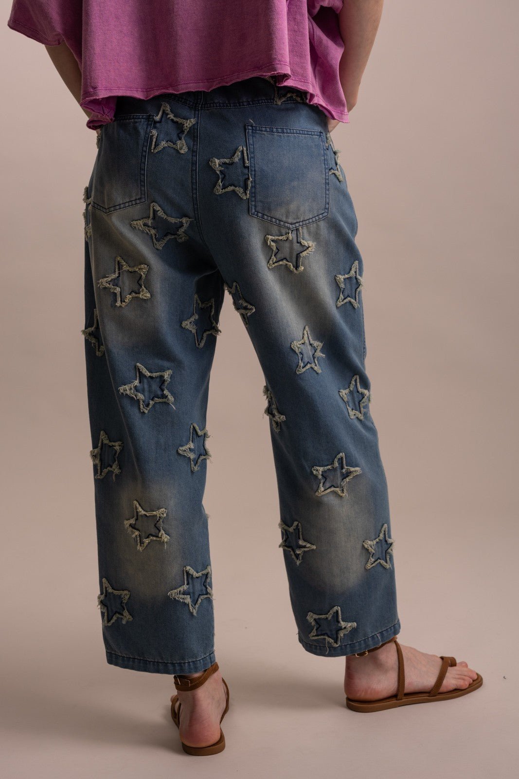 Little Star Patchwork Denim Pants - Boho Wanderlust Boutique Blue Velvet