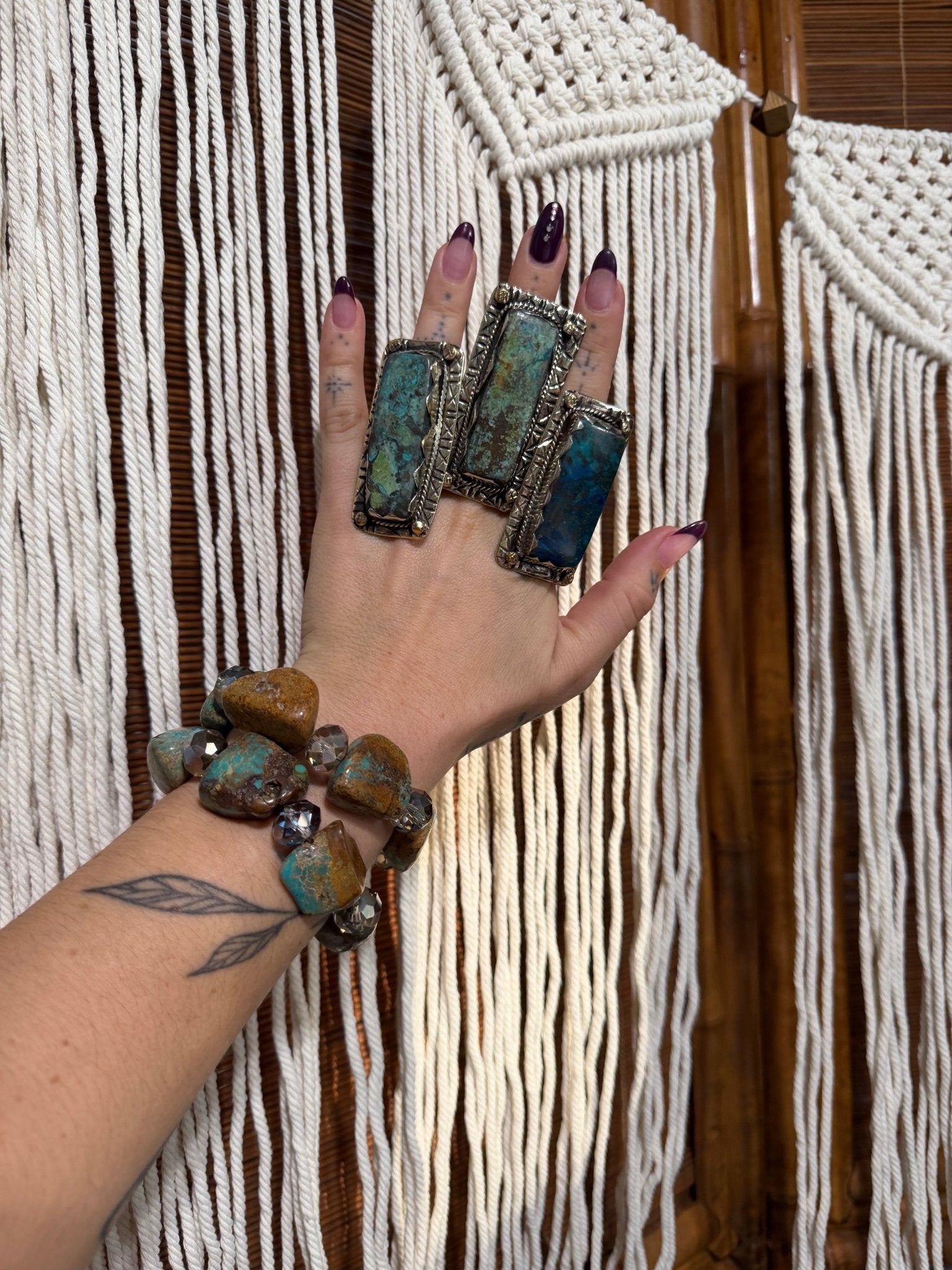 Long Chunky Turquoise Ring 2 - ivyandlavyboutique ivyandlavyboutique