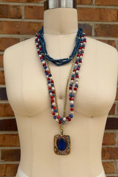 Long Lapis Drop Necklace - ivyandlavyboutique Anju Jewelry