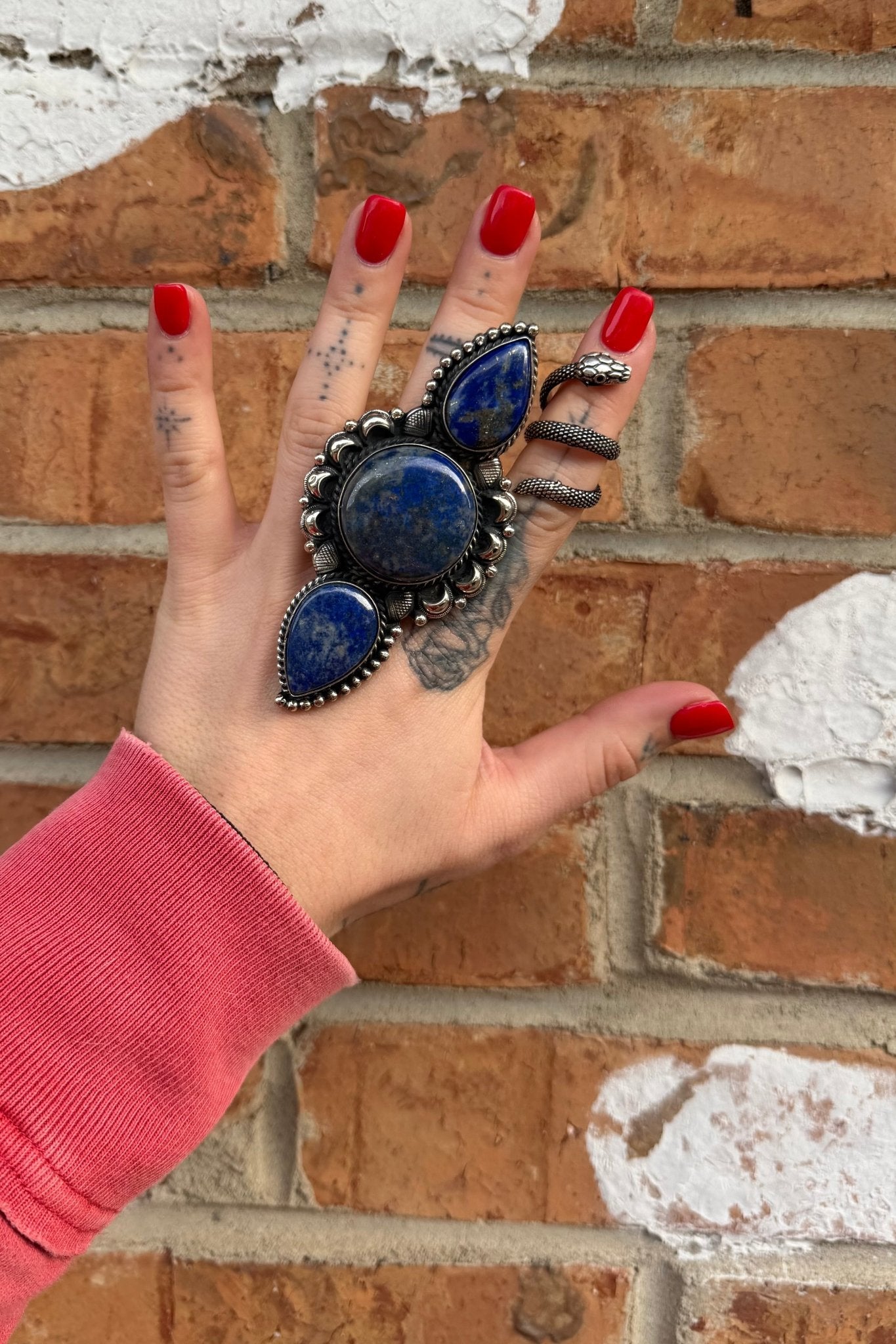 Long Lapis Statement Ring - ivyandlavyboutique ivyandlavyboutique