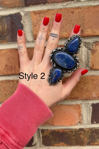 Long Lapis Statement Ring - ivyandlavyboutique ivyandlavyboutique