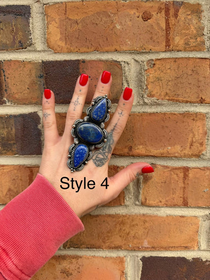 Long Lapis Statement Ring - ivyandlavyboutique ivyandlavyboutique