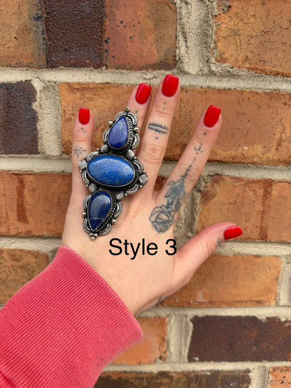 Long Lapis Statement Ring - ivyandlavyboutique ivyandlavyboutique