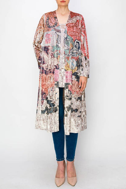 LONG VELVET DUSTER CARDIGAN Howdy - ivyandlavyboutique Origami Apparel ~ Lace and Crochet inspired