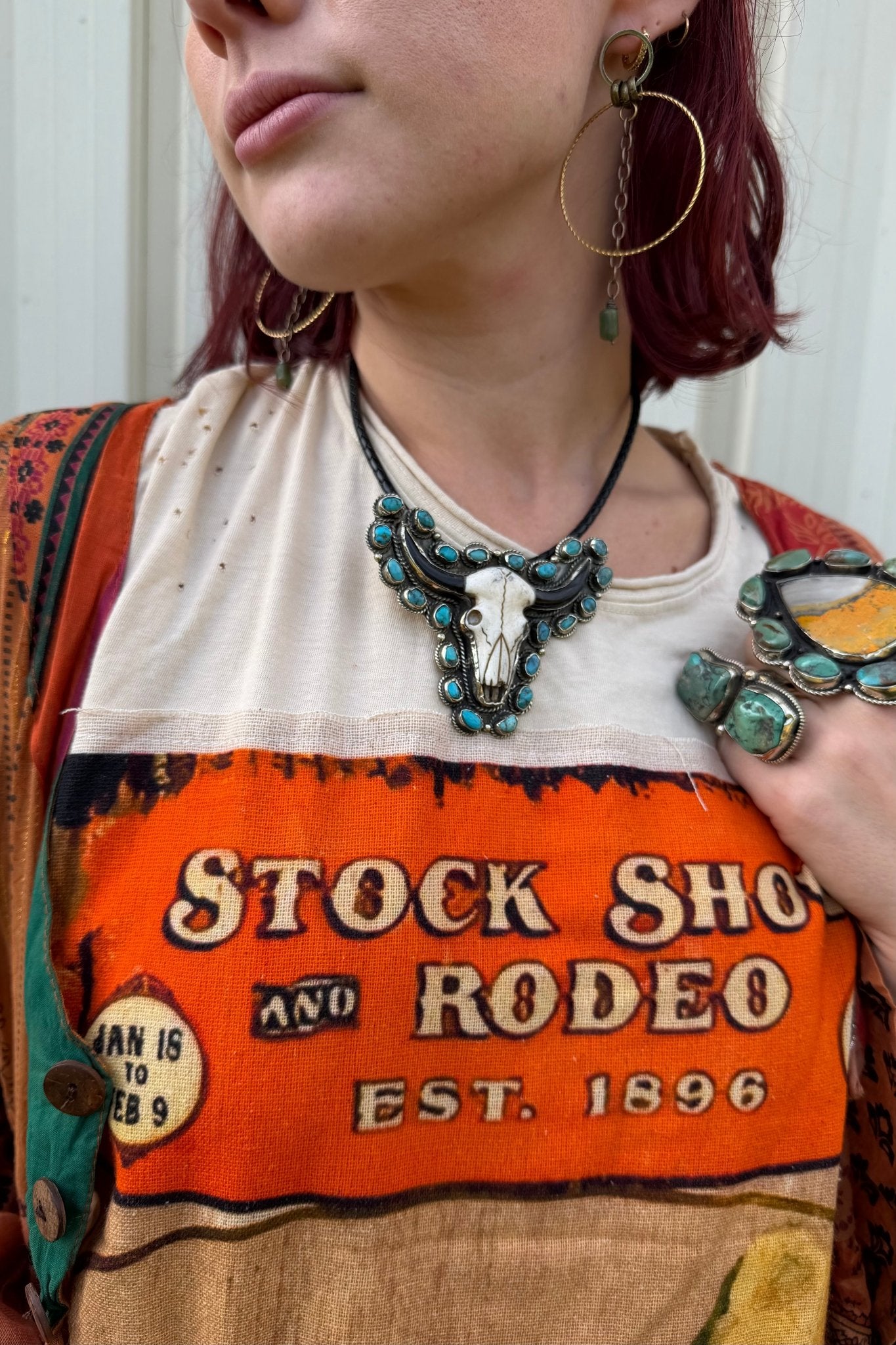 Longhorn w/ Turquoise Necklace - ivyandlavyboutique ivyandlavyboutique