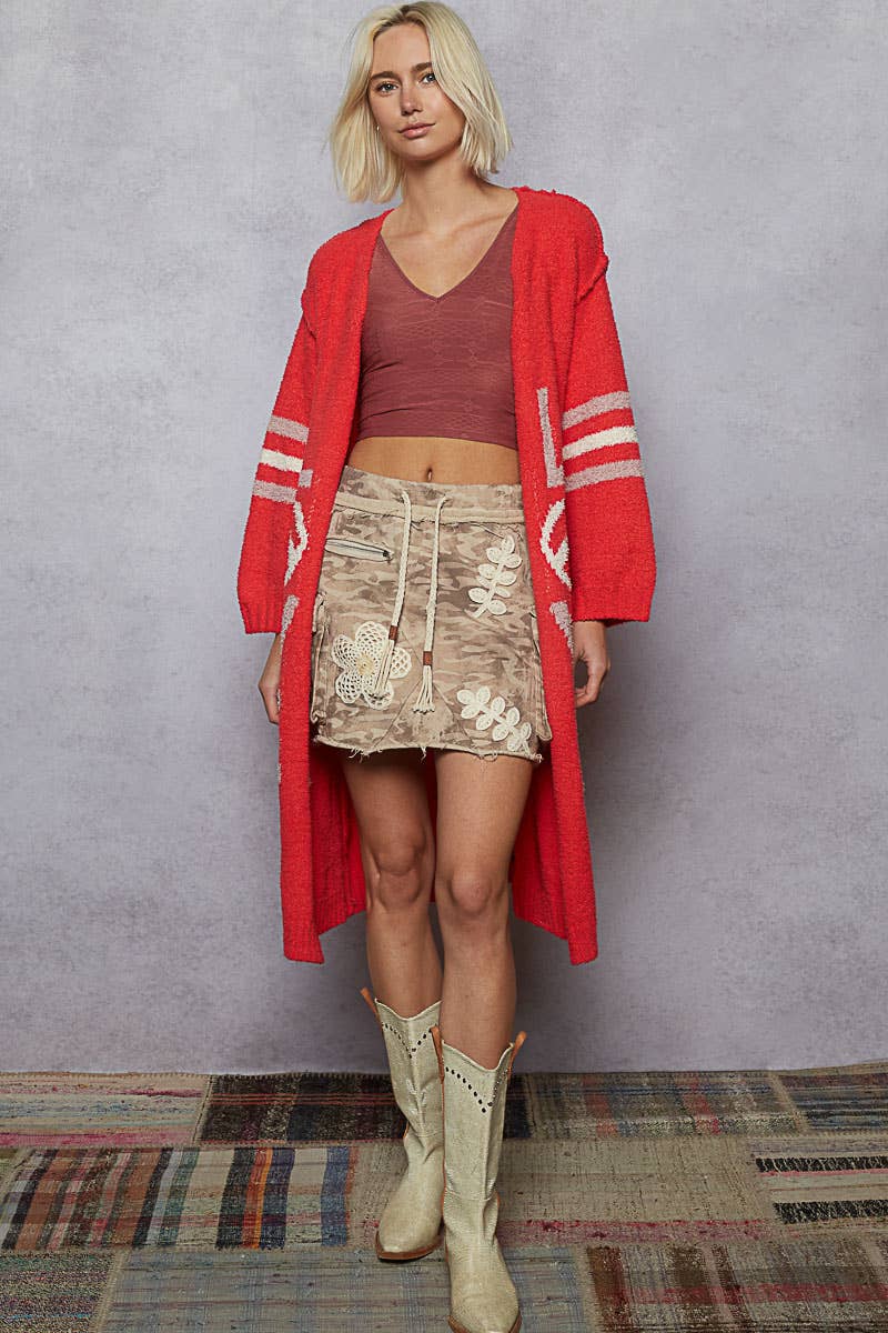 LOVE letter printed peace solid Berber sweater cardigan - ivyandlavyboutique Pol Clothing