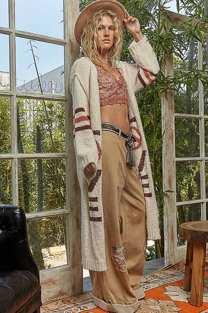 LOVE letter printed peace solid Berber sweater cardigan - ivyandlavyboutique Pol Clothing