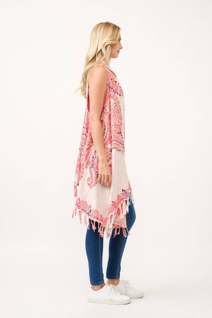 Lyra Coral Thick Stitch Embroidered Vest - ivyandlavyboutique Raj Trading & Imports (USA) Inc.