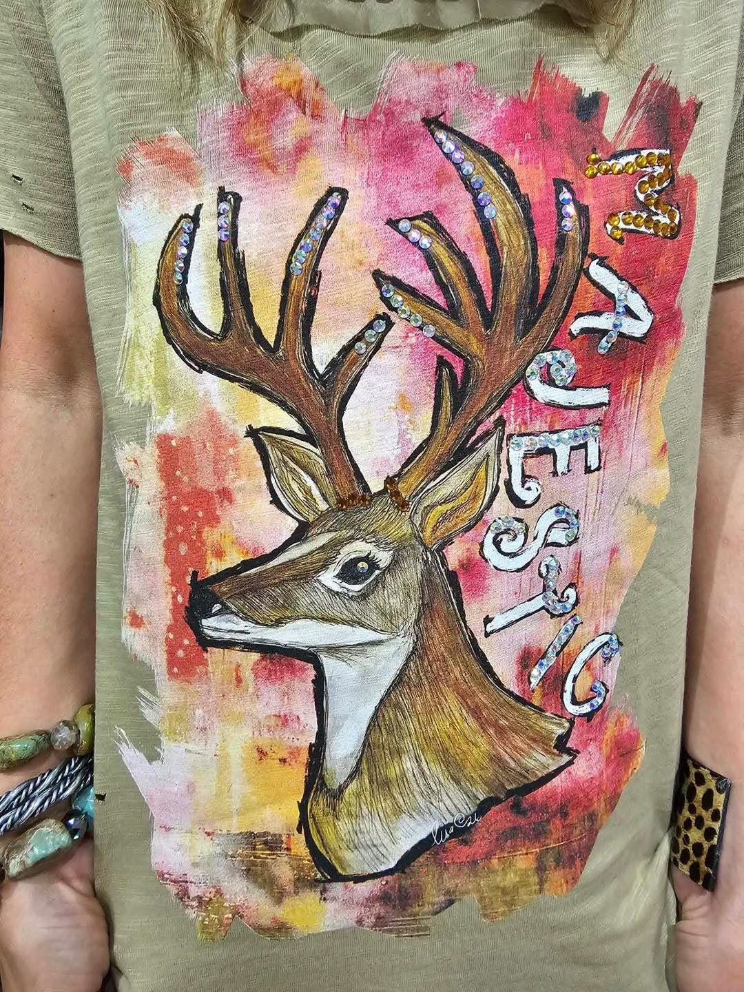 Majestic Deer Top - ivyandlavyboutique A Rare Bird Shop