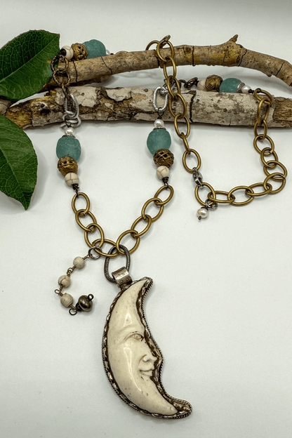Man in the Moon Statement Necklace - ivyandlavyboutique Spirit Lala