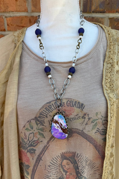 Marbled Purple Necklace - ivyandlavyboutique ivyandlavyboutique