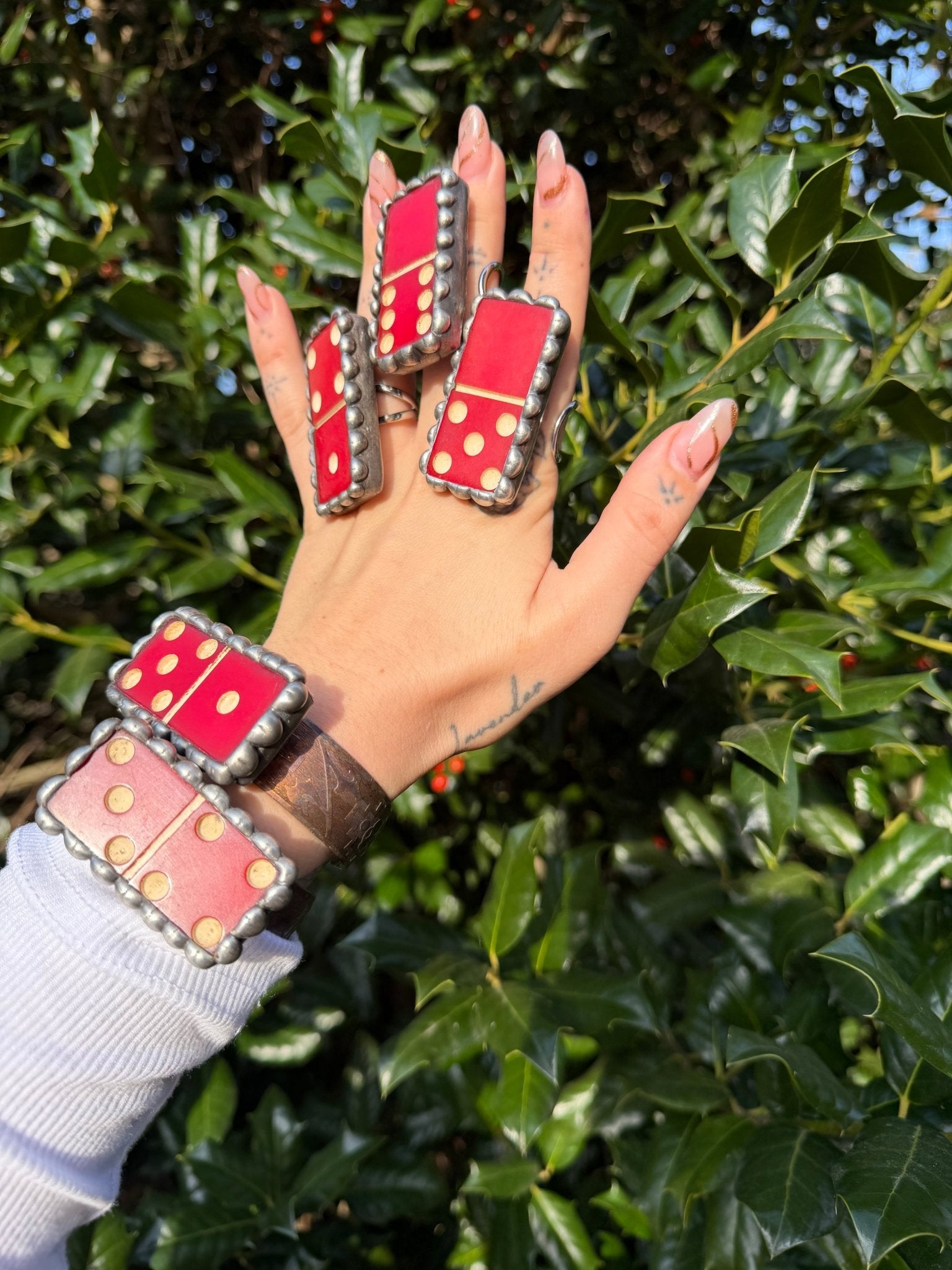 Maroon Red Domino Ring or Cuff - ivyandlavyboutique ivyandlavyboutique