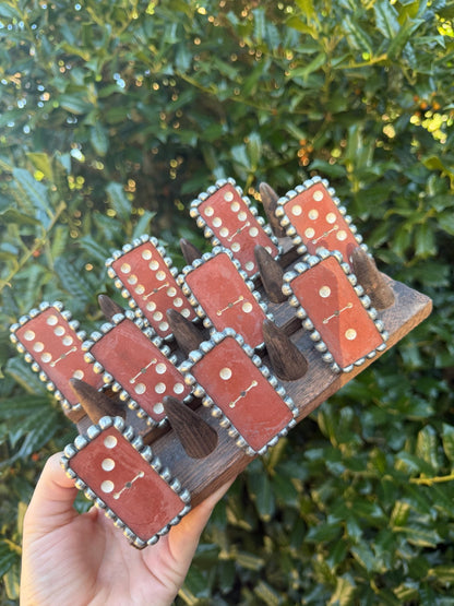 Maroon Vintage Domino Metal Rings - ivyandlavyboutique Art by Amy