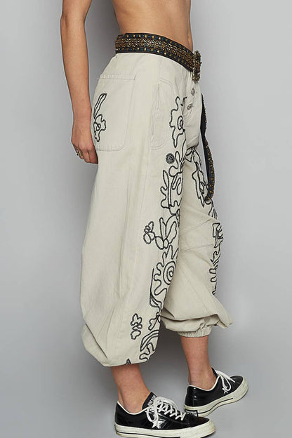 Meadow Stitch Twill Joggers Pants - ivyandlavyboutique Pol Clothing