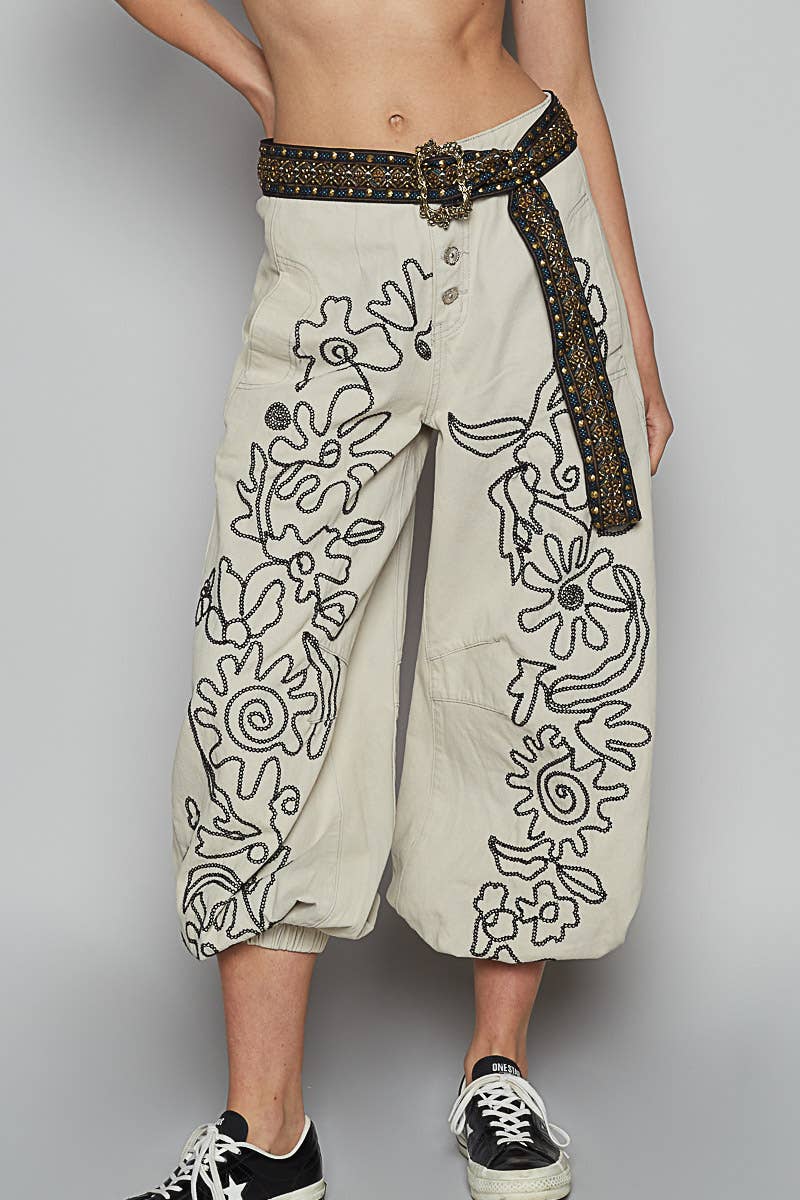 Meadow Stitch Twill Joggers Pants - ivyandlavyboutique Pol Clothing