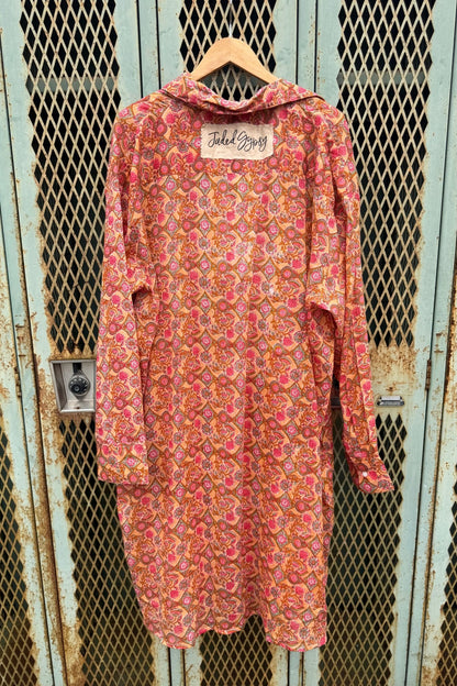 Meadow Strolls Duster in Peach Floral - ivyandlavyboutique Jaded Gypsy