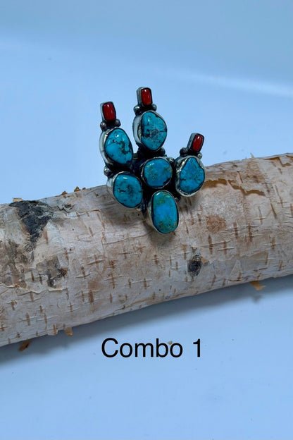 Med Cactus & Flowers Ring - ivyandlavyboutique ivyandlavyboutique