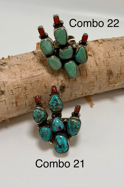 Med Cactus & Flowers Ring - ivyandlavyboutique ivyandlavyboutique
