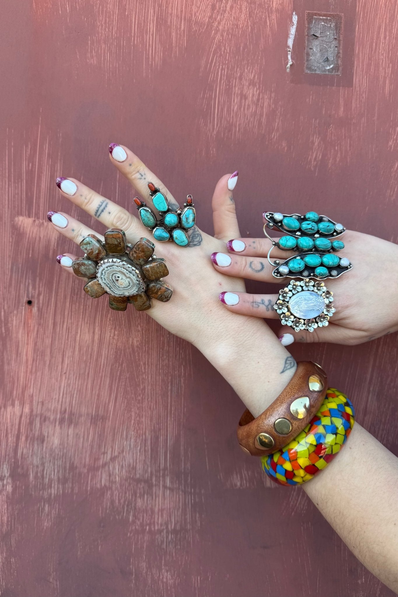 Med Cactus & Flowers Ring - ivyandlavyboutique ivyandlavyboutique