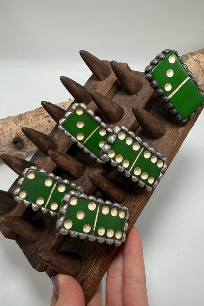 Medium Green Domino Cuff Bracelet or Ring - ivyandlavyboutique ivyandlavyboutique