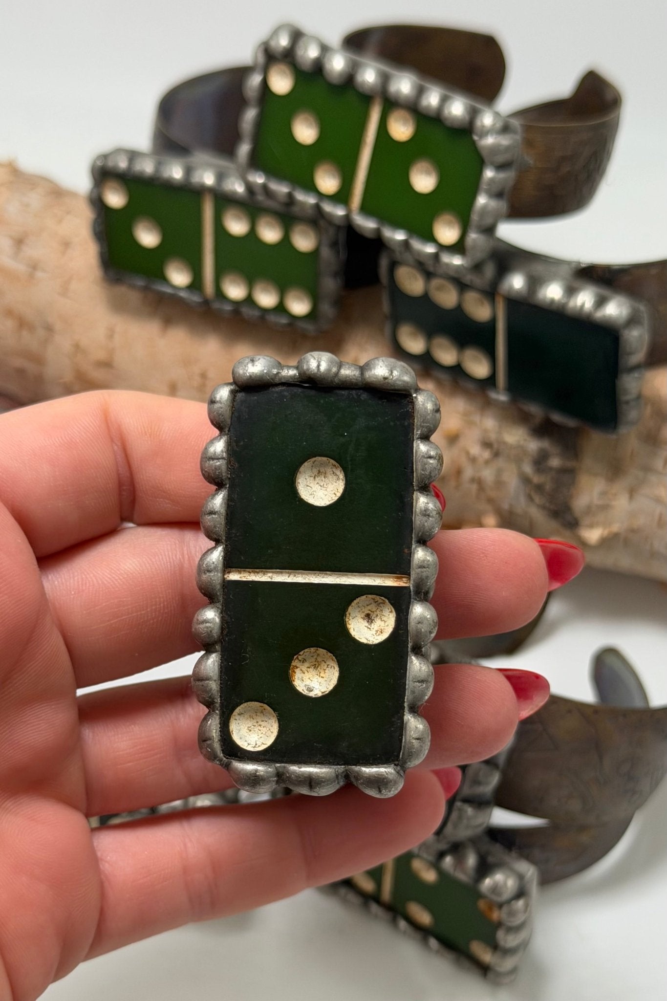 Medium Green Domino Cuff - ivyandlavyboutique ivyandlavyboutique