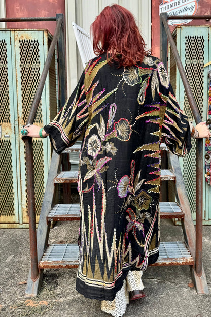 Meghan Black Thick Stitch Duster - ivyandlavyboutique Raj Trading & Imports (USA) Inc.