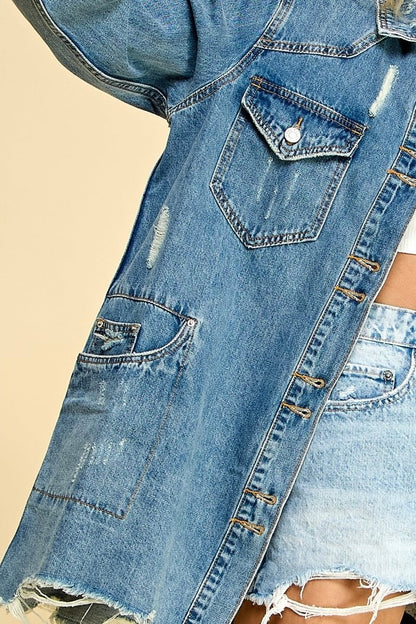 Mid Length Jean Jacket - ivyandlavyboutique Vervet