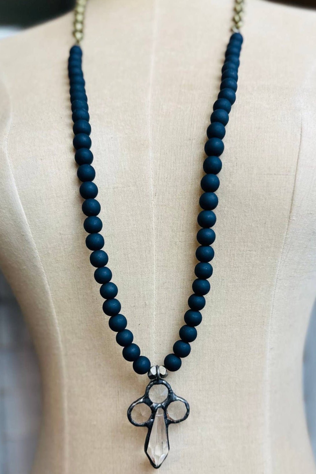 Midnight Crystal Cross Necklace - ivyandlavyboutique Scooples Jewelry