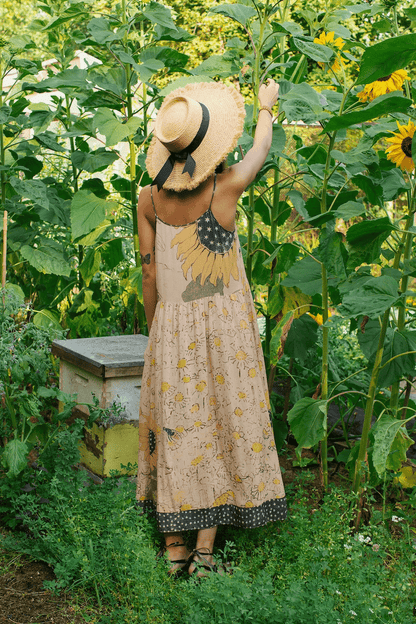 Milk & Honey Bohéme Long Maxi Slip Dress w/ Bee, Sunflower - ivyandlavyboutique Market of Stars
