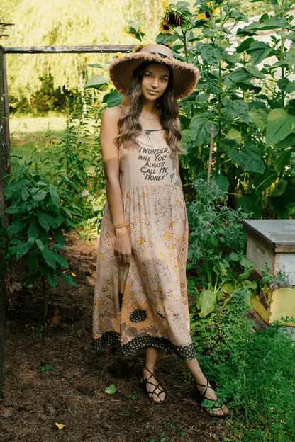 Milk & Honey Bohéme Long Maxi Slip Dress w/ Bee, Sunflower - ivyandlavyboutique Market of Stars